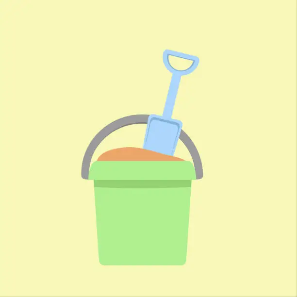 Vector illustration of Shovel and bucket