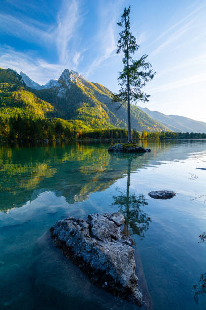 beautiful view on Hintersee lake in bavarian Alps