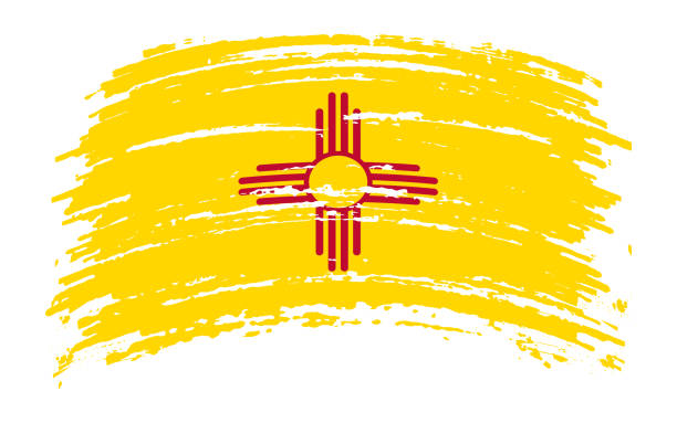 그런 지 브러쉬 스트로크, 벡터에서 뉴 멕시코 플래그 - new mexico flag stock illustrations