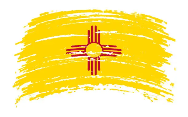 Vector illustration of New Mexico flag in grunge brush stroke, vector