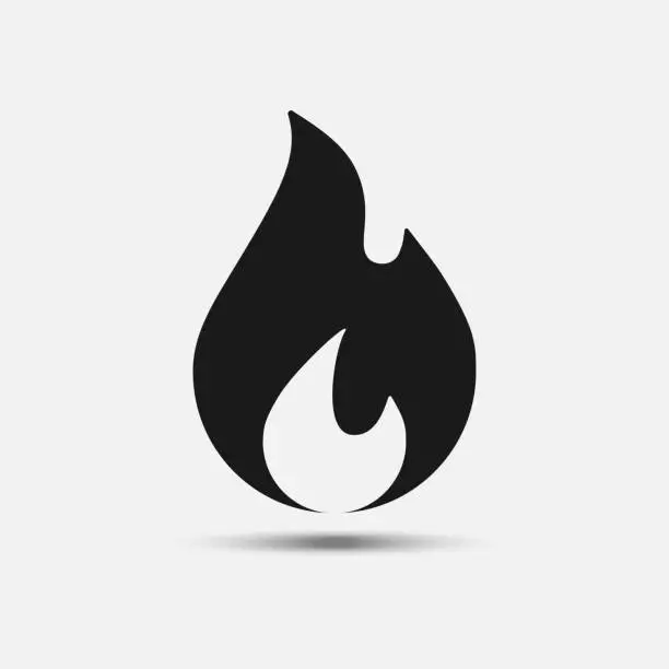 Vector illustration of Fire icon with shadow vector illustration