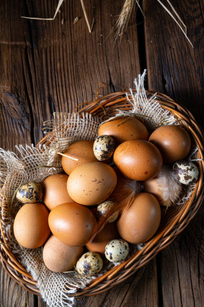 istock Fresh eggs straight from the farm in a basket 1247798329