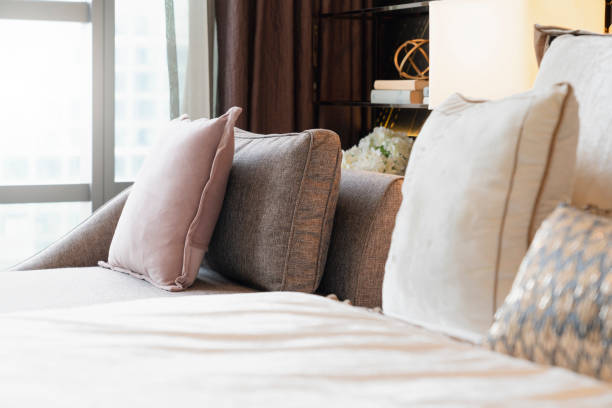 istock close up white beige soft pillows on bed and blanket bedroom interior design concept.bed maid luxury ideas concept 1247798501
