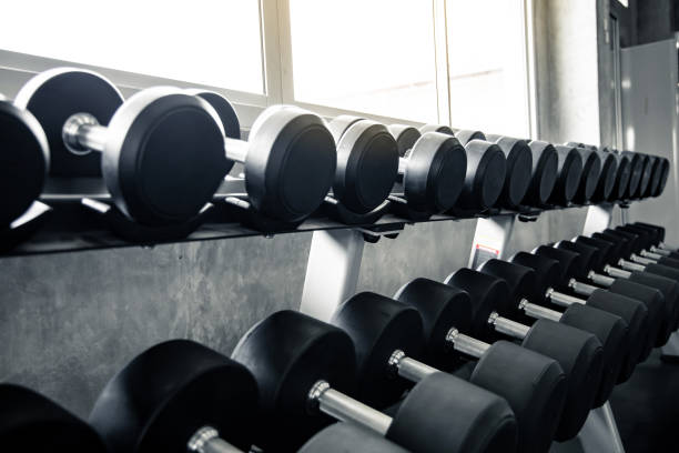istock Dumbbells are on the shelves. 1247804639
