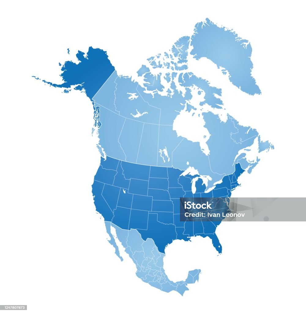 북미 지도 - 로열티 프리 지도 벡터 아트