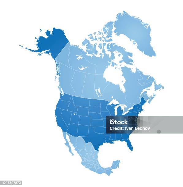 북미 지도 지도에 대한 스톡 벡터 아트 및 기타 이미지 - 지도, 미국, 캐나다