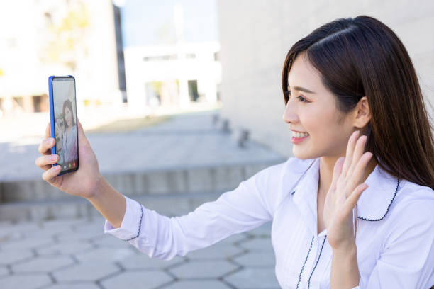 istock Asiian businesswoman has video chat 1247807904