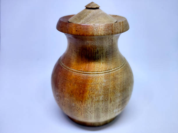 istock Traditional wooden craft jars for spices. Isolate on a white background 1247810402