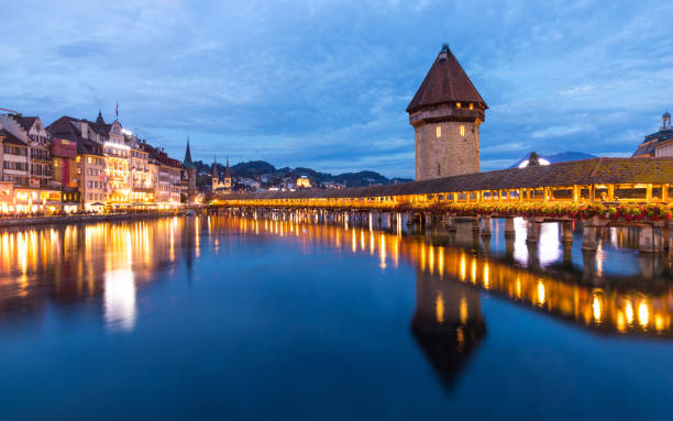 istock Chapel Bridge in Luzern or Lucerne, Switzerland 1247827607