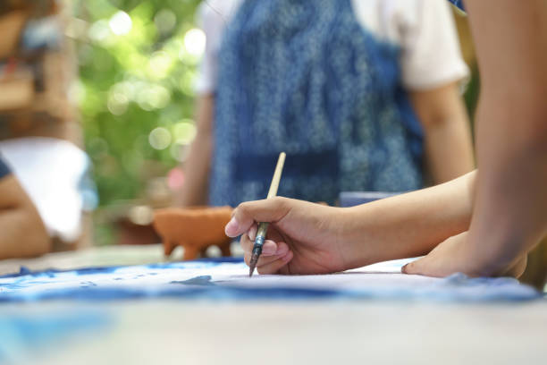 istock Painting northern Thai blue dye fabric cloth 1247843184
