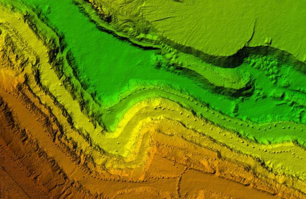 Elevation model of an excavation site with steep rock walls