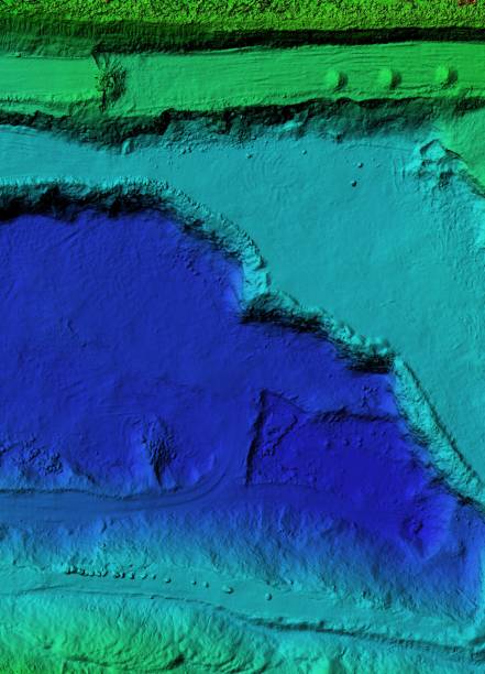 istock Elevation model of an excavation site with steep rock walls 1247855092