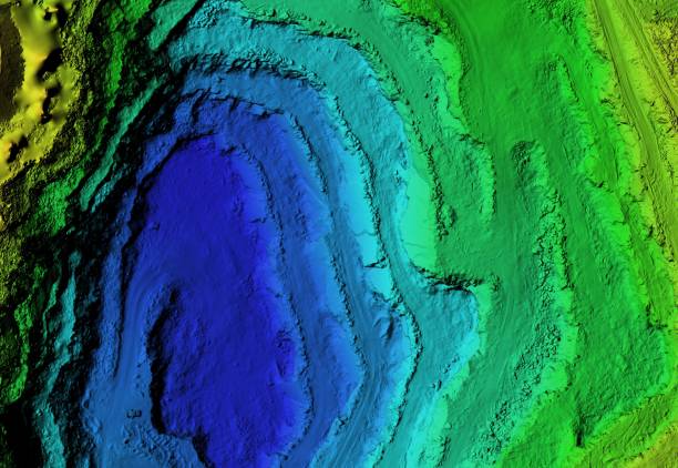 istock Elevation model of an excavation site with steep rock walls 1247855642