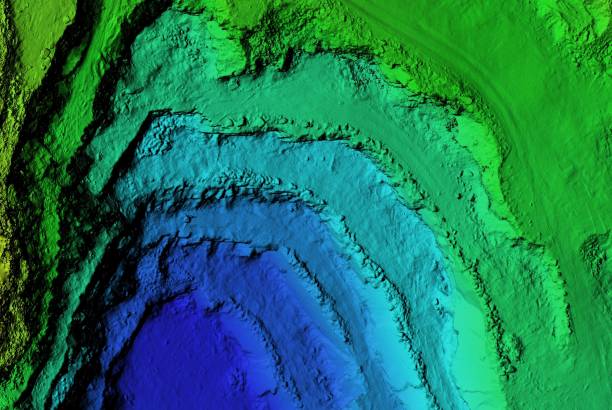 istock Elevation model of an excavation site with steep rock walls 1247855651