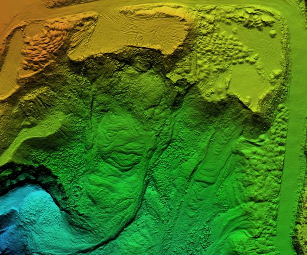 istock Elevation model of an excavation site with steep rock walls 1247855654