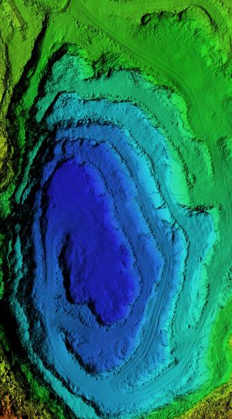 istock Elevation model of an excavation site with steep rock walls 1247855657