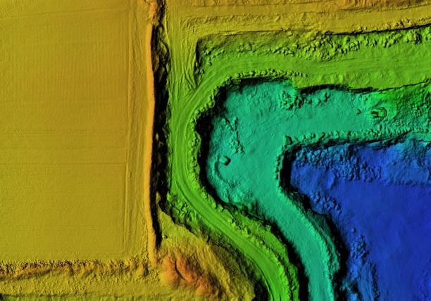 istock Elevation model of an excavation site with steep rock walls 1247856723