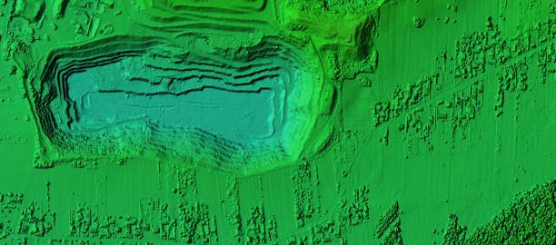 istock Elevation model of an excavation site with steep rock walls 1247857268