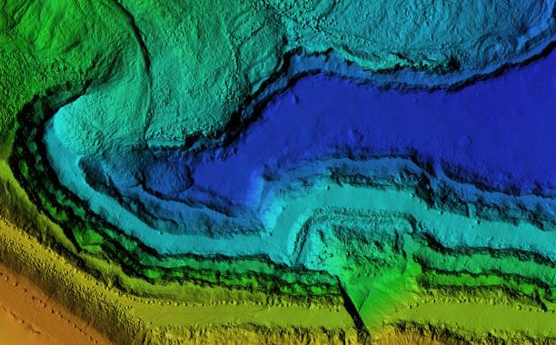 modelo de elevación de un sitio de excavación con paredes de roca empinadas - geology fotografías e imágenes de stock