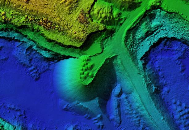 istock Elevation model of an excavation site with steep rock walls 1247857787