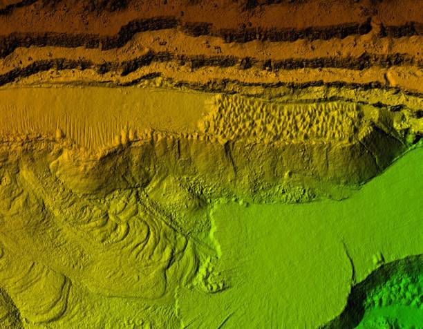 istock Elevation model of an excavation site with steep rock walls 1247857801