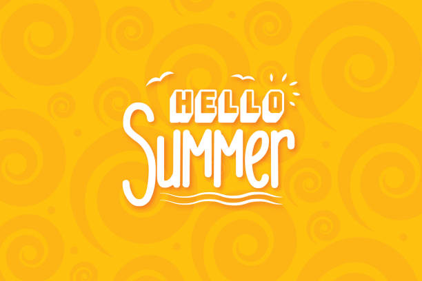 ilustrações de stock, clip art, desenhos animados e ícones de lettering composition of summer vacation stock illustration - warm up beach