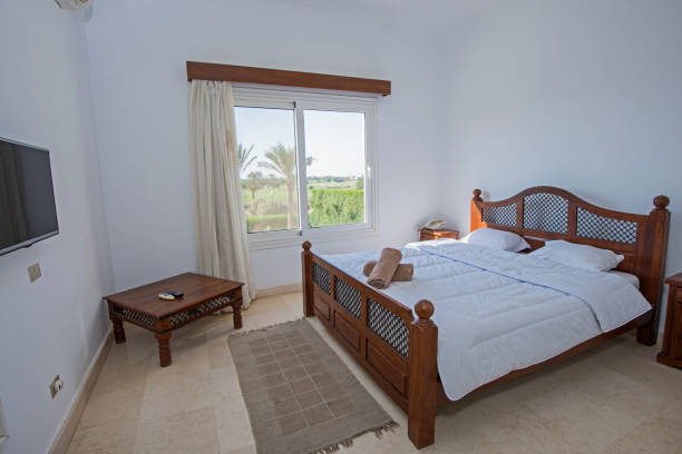 Interior design of double bedroom in house