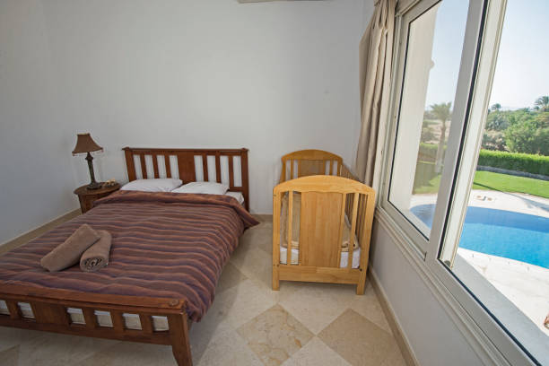 istock Interior design of double bedroom in house 1247875455