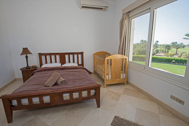 istock Interior design of double bedroom in house 1247875476