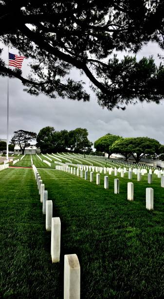 フォートローズクラン国立墓地 - すべてがいくつかを与えた - arlington national cemetery virginia cemetery american flag ストックフォトと画像