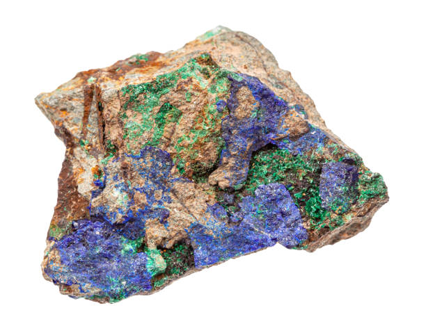istock raw Azurite and Malachite on rock isolated 1247886634