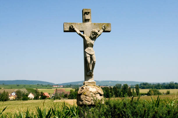 Calvary in the countryside stock photo