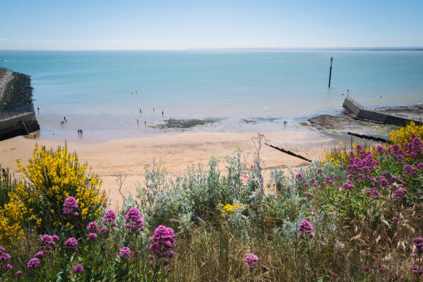 The western undercliff beach in Ramsgate during the period of social distancing due to Covid 19 Ramsgate, UK - May 31 2020 The western undercliff beach in Ramsgate during the period of social distancing due to Covid 19 ramsgate stock pictures, royalty-free photos & images