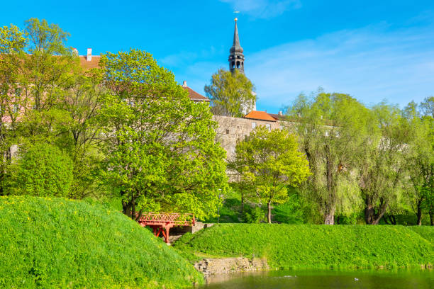 istock Park and old town. Tallinn, Estonia 1247907815