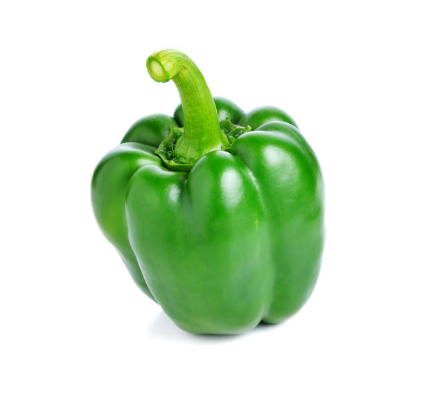 istock Green pepper isolated on white background 1247909500