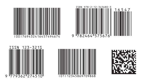 значок штрих-кода. набор современных плоских штрих-кодов.  может быть использован в качестве шаблона для продуктов. макет. вектор. - bar code stock illustrations