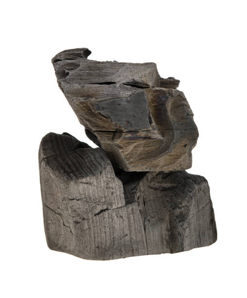 istock coal from hard wood on a white background, isolated. 1247962981