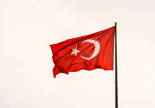 istock Turkish flag waving in the wind 1247963769
