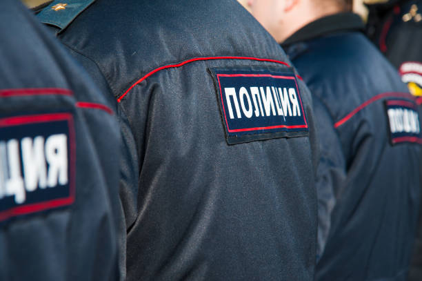 istock Russian police officers in uniform 1247964751
