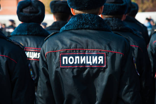 istock Russian police officers in uniform 1247964802