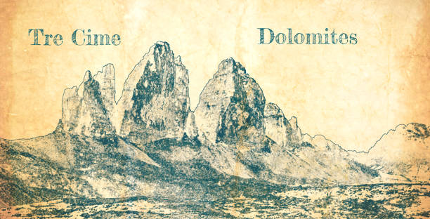 istock Sketch of Tre Cime di Lavaredo, Dolomites 1247969630