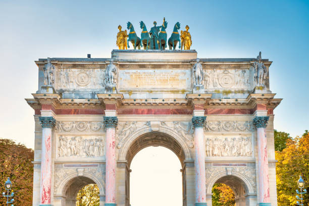 arco del triunfo del carrusel - arc de triomphe du carrousel fotografías e imágenes de stock