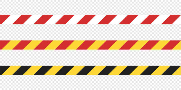 illustrazioni stock, clip art, cartoni animati e icone di tendenza di nastro di pericolo isolato vettoriale in un semplice appartamento. linea gialla e nera. - safety yellow road striped