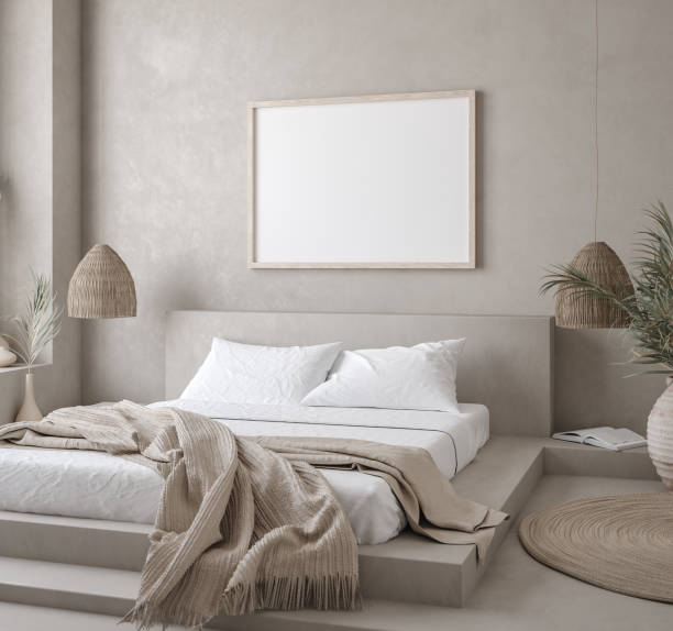 istock Mockup poster in Nomadic style bedroom interior 1247979802