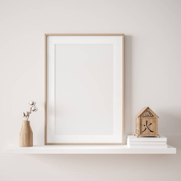 Mockup poster close up in home interior background