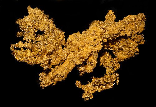 Fricot gold nugget found near the American River in El Dorado County, California in 1865. Gold,