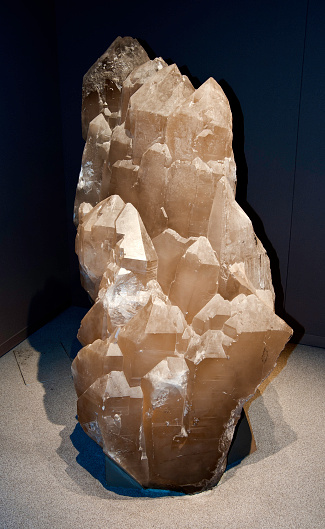 Giant Quartz Crystal from Otjua mine at Karibib, Namibia. Several quartz crystals grew together to make this 1300 pound crystal.