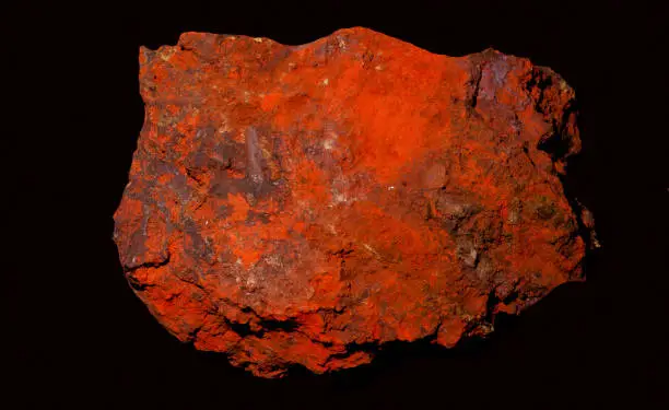 Cinnabar occurs as a vein-filling mineral associated with recent volcanic activity and alkaline hot springs. Cinnabar or cinnabarite red mercury sulfide, native vermilion, is the common ore of mercury.