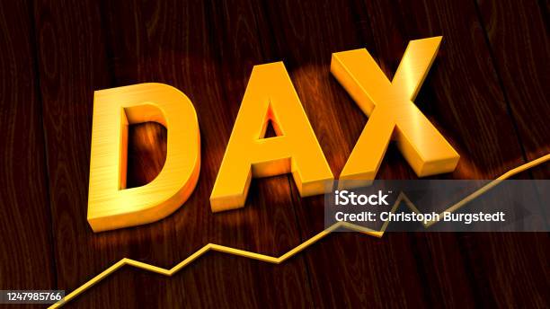Abbreviation Of The German Stock Exchange In Golden Color Above A Simple Line Chart 3d Illustration Stock Photo - Download Image Now