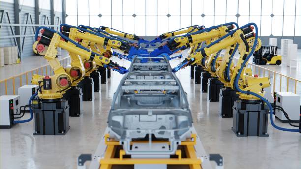 istock Robotic automotive assembly in factory. 1248017837